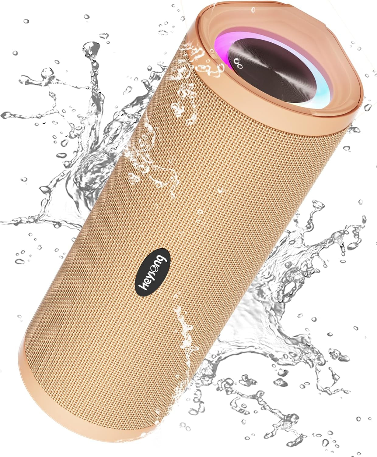 Ultimate Portable Bluetooth Speaker - Waterproof, IPX7 Floating Design, 5000mAh Battery, Powerful Bass & Loud Sound - Perfect for Beach, Pool, Kayak & Gifts for Him - Apricot