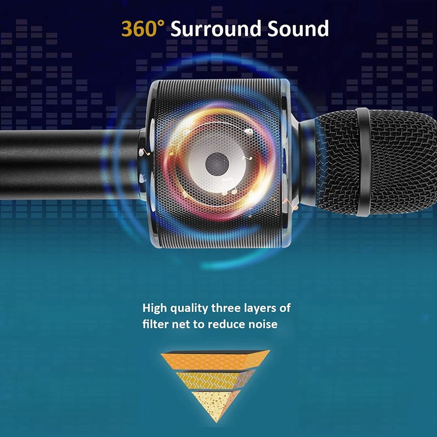 Ultimate Wireless Bluetooth Karaoke Microphone - 3-in-1 Portable Handheld Speaker for Home Parties & Birthdays - Compatible with All Smartphones (Black)