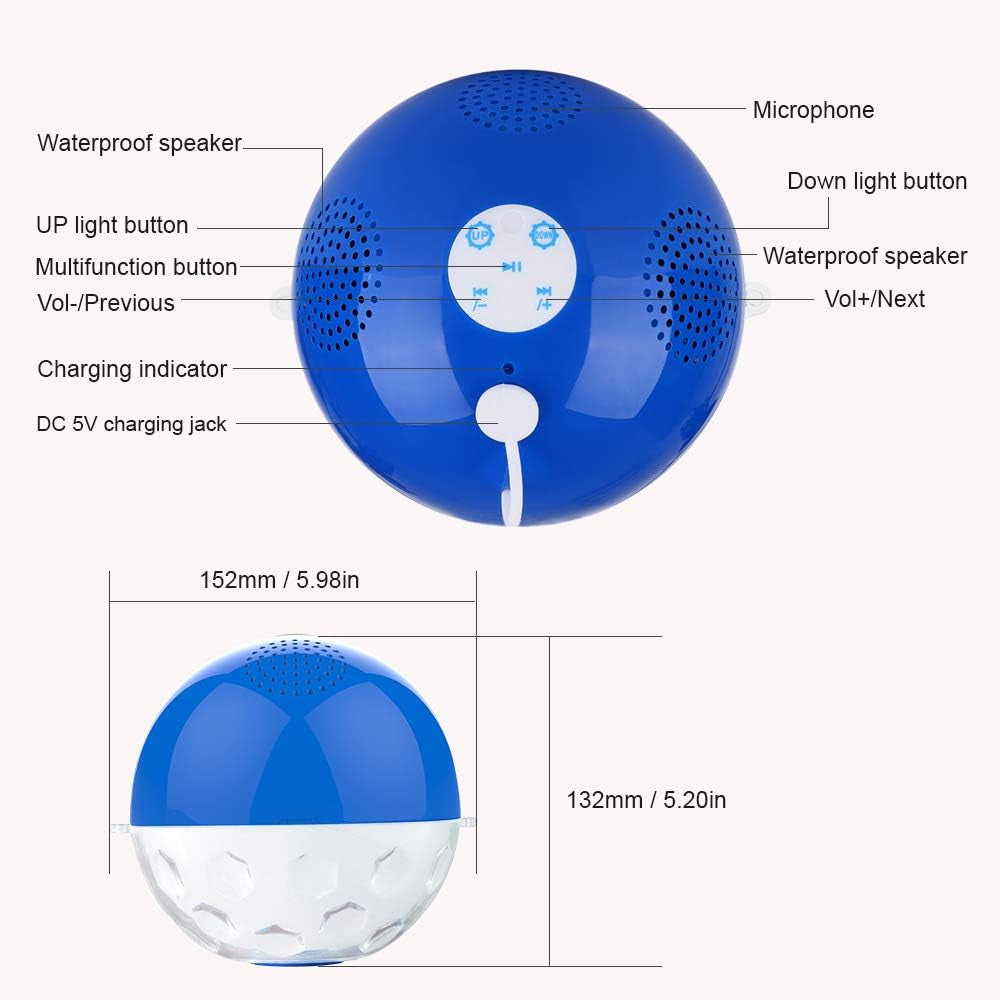 Ultimate Waterproof Bluetooth Speakers with RGBW Lights - Crystal Clear Stereo Sound, Rich Bass & Built-In Mic - Perfect for Pool, Spa & Travel!