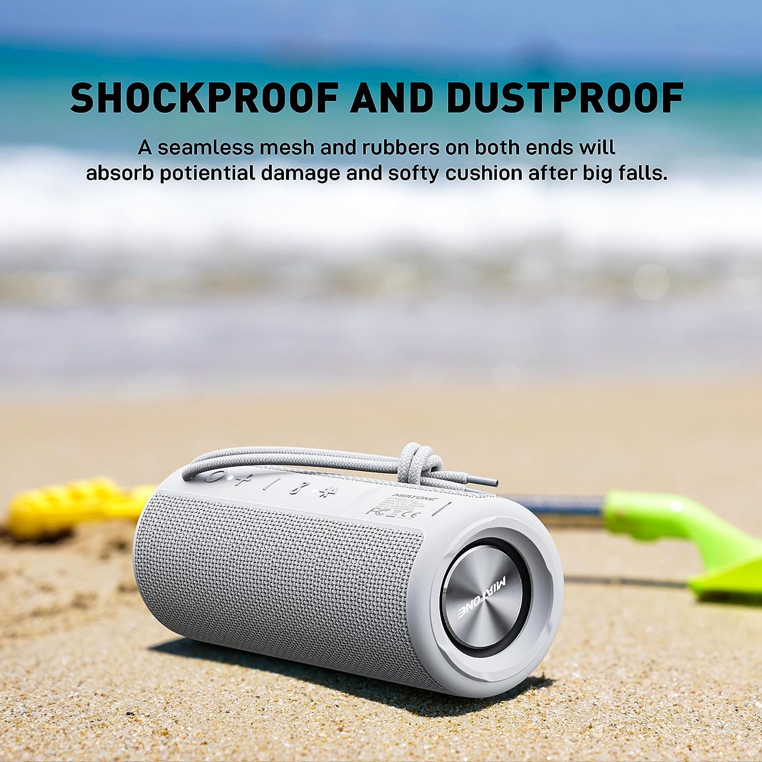 Ultimate Grey Waterproof Bluetooth Boombox Speaker - Perfect for Outdoor Adventures!